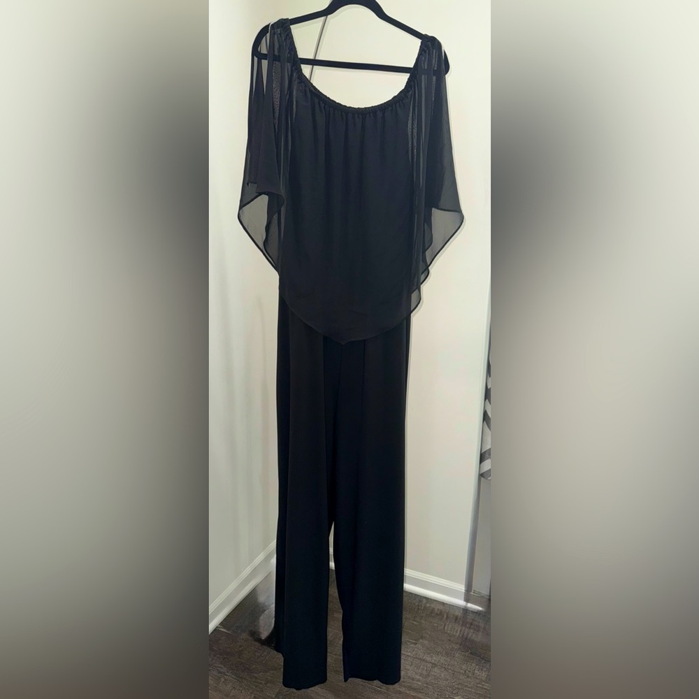 MSK Women’s Black Off Shoulder Rhinestone Jumpsuit 3X